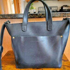 PORTLAND LEATHER GOODS smooth black mini crossbody